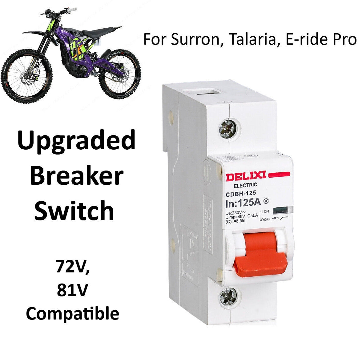 Breaker Upgrade for 72V Batteries - DZ47-125 1P 125A