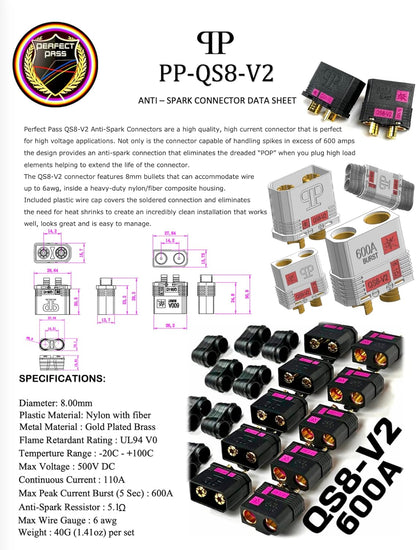 QS8-V2 Battery Connector 600A Gold-Plated Anti-Spark Plugs